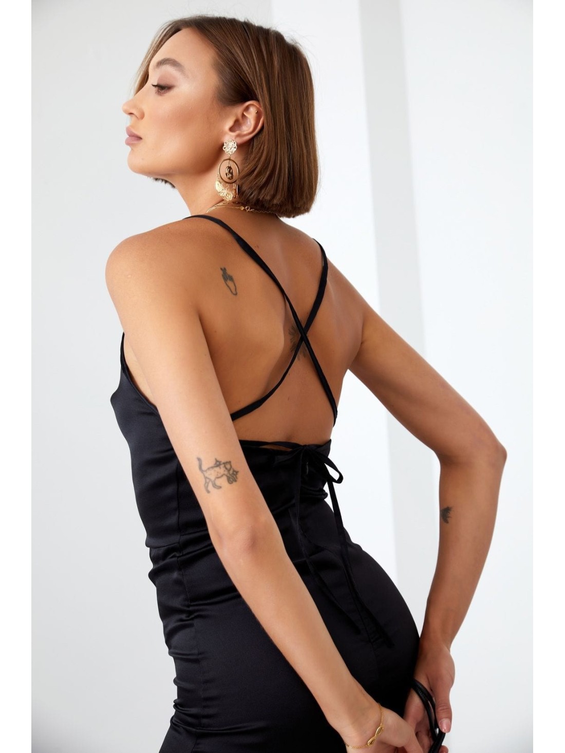 Sensual dress with open back, black FG644 - Online store - Boutique